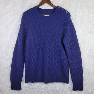 Reiss Womens‎ L Royal Blue Lambswool Chunky Cable Knit Sweater Minimalist